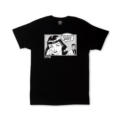THRASHER WHY CAN'T MY BOYFRIEND SKATE T-SHIRT BLACK NEW TEE THRASHER MAG SKATE SHOP [size mens: XL]