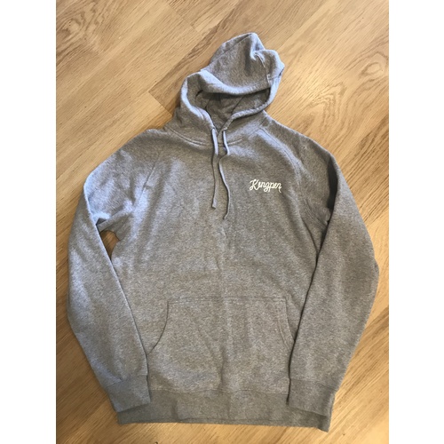 KINGPIN SKATE SUPPLY HOOD JUMPER GREY SHOELACE PRINT PULLOVER [size: M]