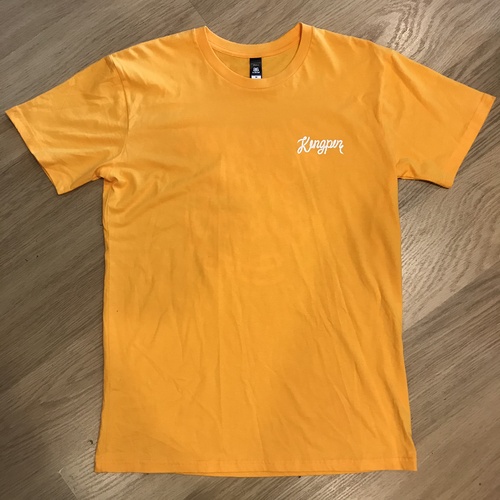KINGPIN SKATE SUPPLY S/S TEE SHIRT YELLOW SHOELACE PRINT [size: L]