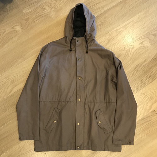 KINGPIN SKATE SUPPLY HOODED JACKET GREY LARGE ZIP FRONT BUTTONS WINDBREAKER