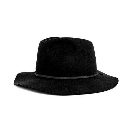 BRIXTON WESLEY FEDORA BLACK HAT CAP NEW FREE POSTAGE AUSTRALIAN SELLER [Size: EXTRA SMALL - 54CM - 6 3/4] [Style: BLACK]