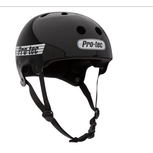 PROTEC HELMET GLOSS BLACK OLD SKOOL SKATEBOARD HELMET PROTEC [Size: S]
