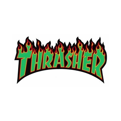 THRASHER SKATEBOARD MAGAZINE FLAME STICKER GREEN 10' X 5.5'' INCH NEW