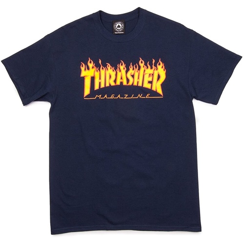 Thrasher Flame T-Shirt Tee New Navy Skate Shop Aust Seller Thrasher Mag 110103S [Size: M]