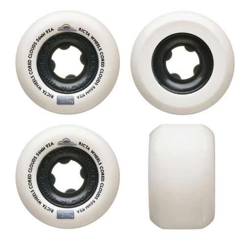 RICTA SKATEBOARD WHEEL 56MM 92a - CORED CLOUDS BLACK - Set of 4 SOFT