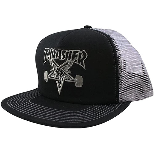 Thrasher Skategoat Snapback Mesh Hat BLACK / GREY Cap Skate Aust Skate Goat