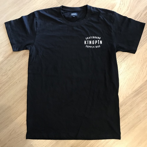 KINGPIN SKATE SUPPLY Youth S/S TEE SHIRT BLACK WHITE ORIGINAL PRINT [Size: Youth 10]