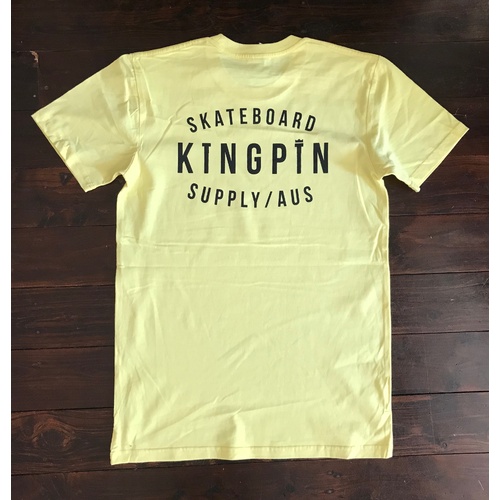 KINGPIN SKATE SUPPLY S/S TEE SHIRT LEMON YELLOW WHITE ORIGINAL PRINT [Size: M]
