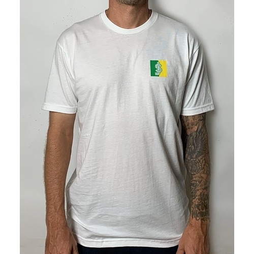SHAKE JUNT Blocked Short Sleeve Tee WHITE T-shirt [Size: M]