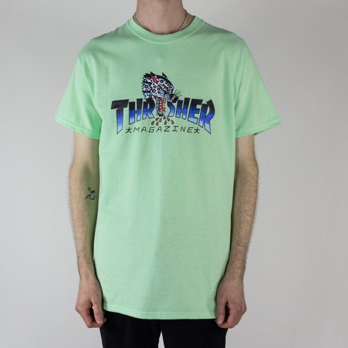 THRASHER Leopard Mag Short Sleeve T-Shirt MINT GREEN tee [Size: M]