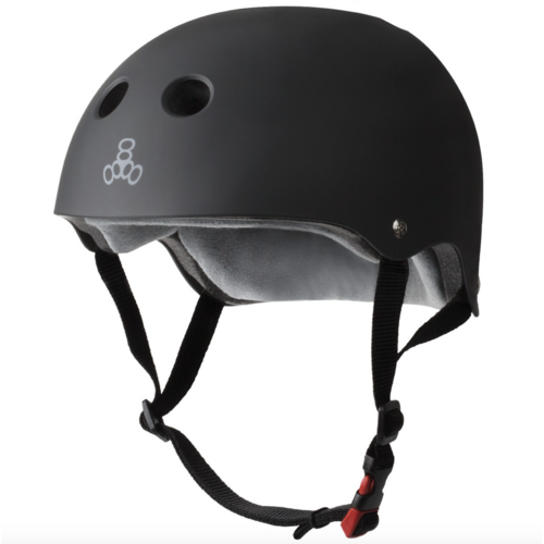 TRIPLE EIGHT Multi Sport Skateboard Lid ALL BLACK RUBBER | Triple 8 skate board helmet [Size: XS / S]