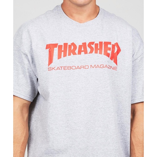 THRASHER Skate Mag T-shirt GREY RED | gray skate tee [Size: M]