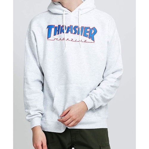 THRASHER SKATEBOARD MAGAZINE Outlined Hood Jumper ASH GREY | Hoodie Pullover [Size: S]