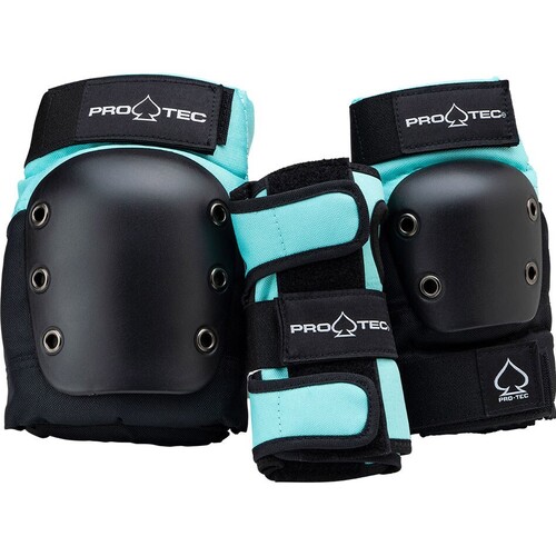 PROTEC STREET PADS JUNIOR PRO 3 PACK SKY BROWN ELBOW KNEE WRIST PRO-TEC LIGHT BLUE