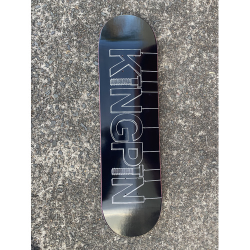 KINGPIN SKATEBOARD DECK LETTERS BLACK ASST SIZES FREE GRIP