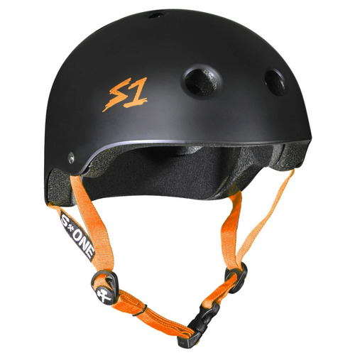 S1 S-ONE Lifer Helmet - Matte black / orange straps [Size: M]