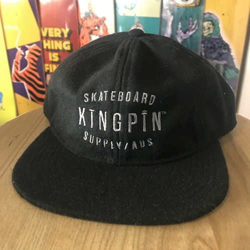 KINGPIN 6 Panel WOOL ADJUSTABLE Cap BLACK Hat Pass Port Pas~sport