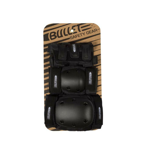 BULLET BASIC PADS ELBOW KNEE WRIST 3 PACK SET BLACK JUNIOR SKATEBOARD PADS FREE POST AUS SELLER