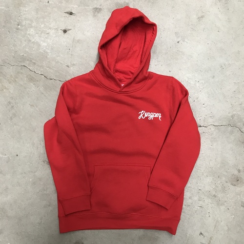KINGPIN SKATE SUPPLY YOUTH HOOD HOODY SHOELACE PRINT RED