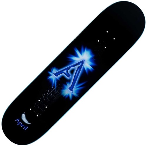 APRIL SKATEBOARDS - A LOGO BLACK / BLUE 8.5" NEW FREE GRIP DECK