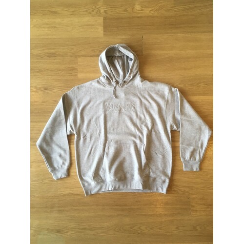 Kingpin - Embroidered Kingpin Hoodie Grey Pullover Hoody Jumper Skate Supply [Size: XXL]