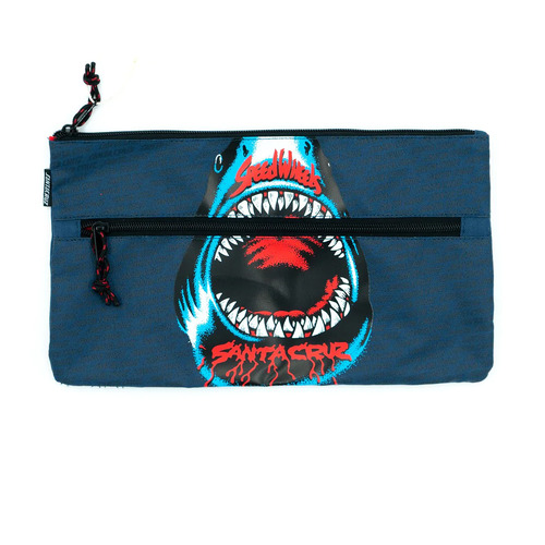 SANTA CRUZ speed wheels shark dual zip Pencil Case NAVY