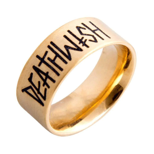 DEATHWISH RING deathspray LOGO gold  ASST SIZES