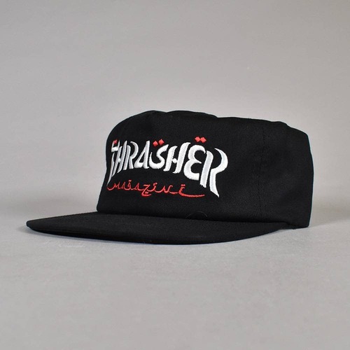 Thrasher Cap Calligraphy Snapback Hat Black Thrasher Magazine
