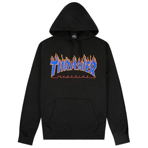 Thrasher Magazine - Flame Logo Black / Blue Jumper Hoody | Hoodie Pullover [Size: M]