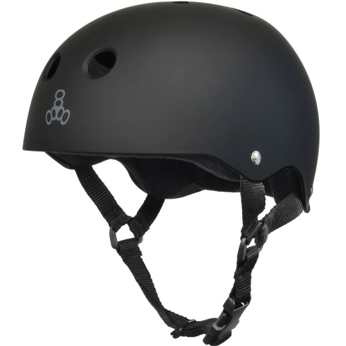 Triple 8 - All Black Rubber Helmet Sweat Saver Matte Black Skate Board Helmet Triple Eight