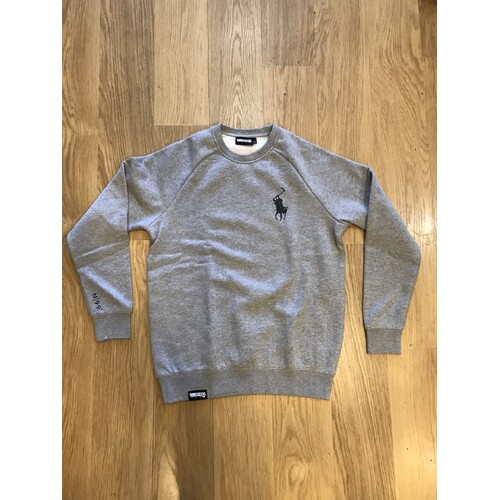 99 DEGREES - Reaper Crew Neck Sweater Jumper Grey Marle Pull Over [Size: L]
