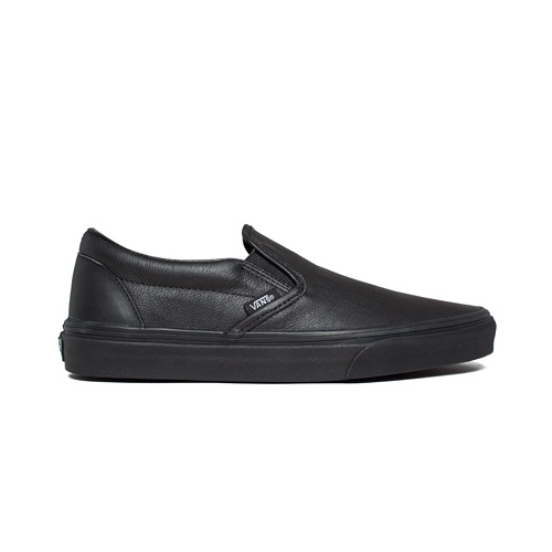 VANS CLASSIC SLIP ON italian leather BLACK BLACK MENS US 7/WOMENS US 8.5