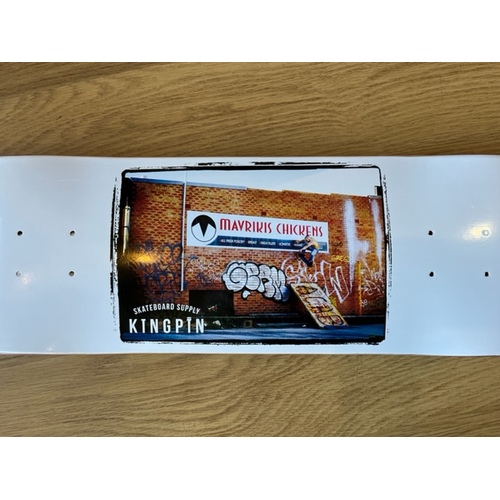 KINGPIN SKATE SHOP MAVS CHICKEN SKATEBOARD DECK WHITE TJ