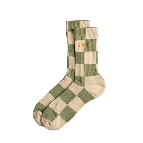 Butter Goods - Checkered Socks Cream / Sage Sock Pair Socks Buttergoods
