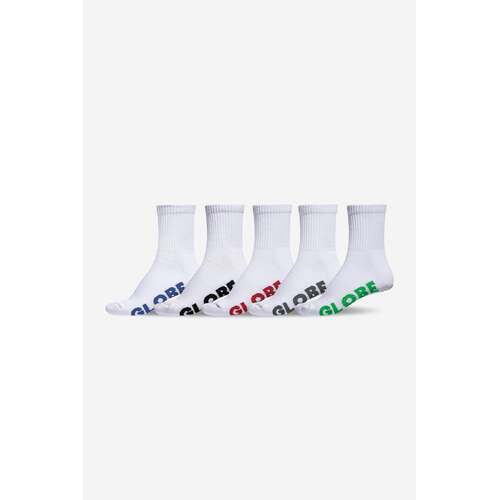 GLOBE KIDS SIZE 2-8 WHITE CREW STEALTH SOCKS 5 PACK SKATEBOARD SURF