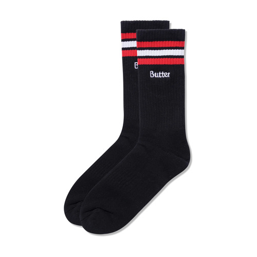 BUTTER GOODS BLACK RED WHITE STRIPE SOCKS SOCK Buttergoods