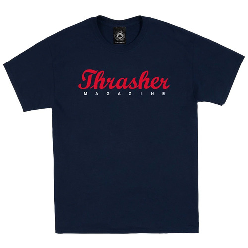 Thrasher Magazine - Script Navy Blue Shirt | T-Shirt Short Sleeve Tee [Size: XL]