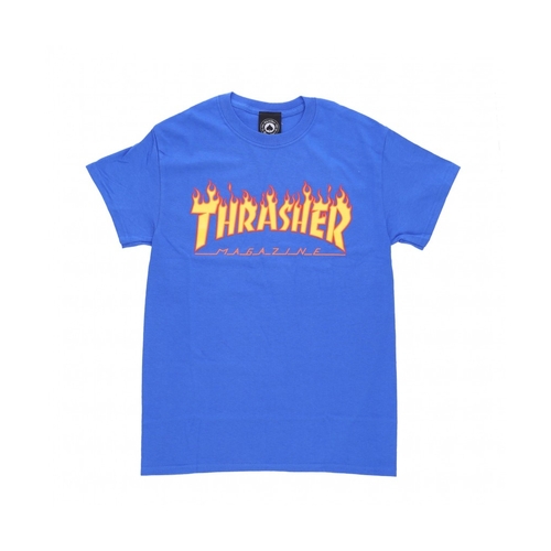 Thrasher - Flame Logo Royal Blue T-Shirt Tee Shirt Short Sleeve Thrasher Magazine [Size: L]