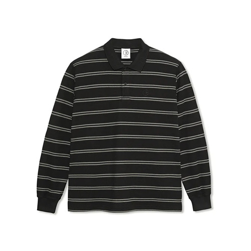 Polar Skate Co - Striped Polo Long Sleeve Black Shirt [Size: L]