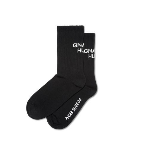 Polar Skate Co - Gnarly Huh Black Crew Socks US Mens 7 - 9 Euro 39 - 42 Pair of Socks