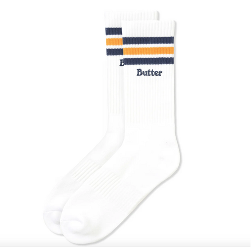 Butter Goods - Stripe White Sock Blue / Yellow Pair Socks Buttergoods US Mens 7 - 11