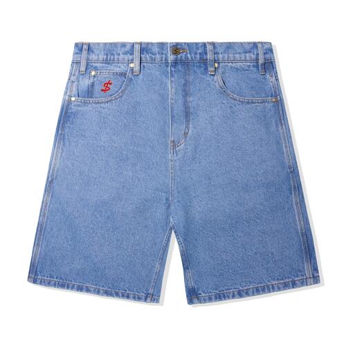 Cash Only logo denim shorts washed indigo blue [Size: 34]