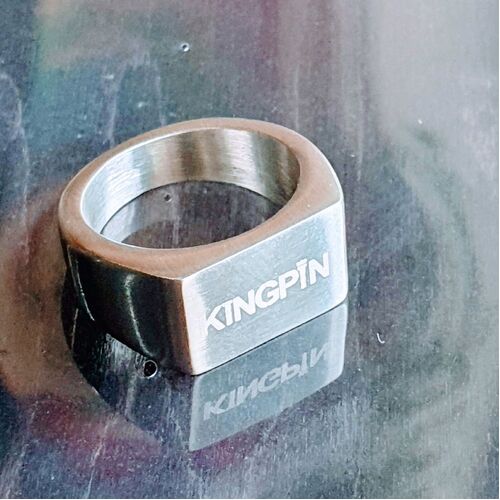 KINGPIN BRAND LOGO RING SILVER ASST SIZES