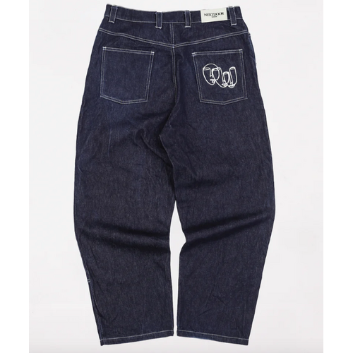 Next Door 3 face Denim jeans dark blue Stitching Baggy Jeans Skate Kingpin store