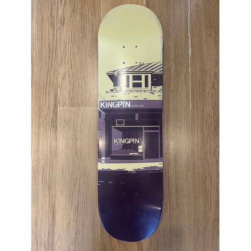 KINGPIN SKATE SHOP shopfront SKATEBOARD DECK WHITE 8.5
