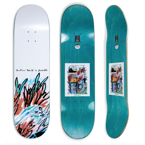 Polar - ANOTHER WORLD IS POSSIBLE WHITE 8.375" x 32.12" WB 14.375" Skateboard Deck