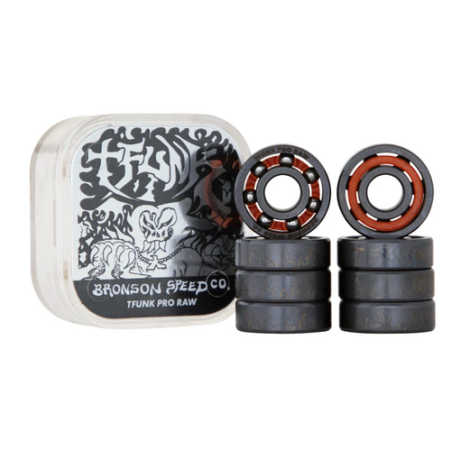 BRONSON SPEED CO. - T-FUNK PRO Shieldless Skateboard Bearings RAW - Set of 8