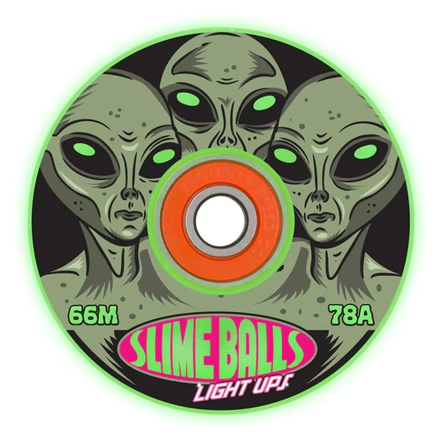 Santa Cruz - Slime Balls Light Ups 66mm 78a Slime Balls Skateboard Wheels Green LED Lights