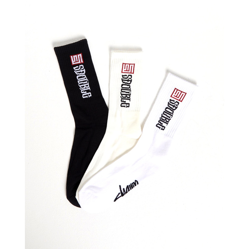 S-Double Socks S Cube Mid Block 3 Pack Assorted OSFA