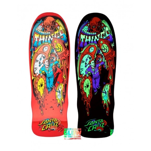 Santa Cruz - Stranger Things Grabke Melting Clock 9.7"" x 29.4" Deck Skateboard glow in dark